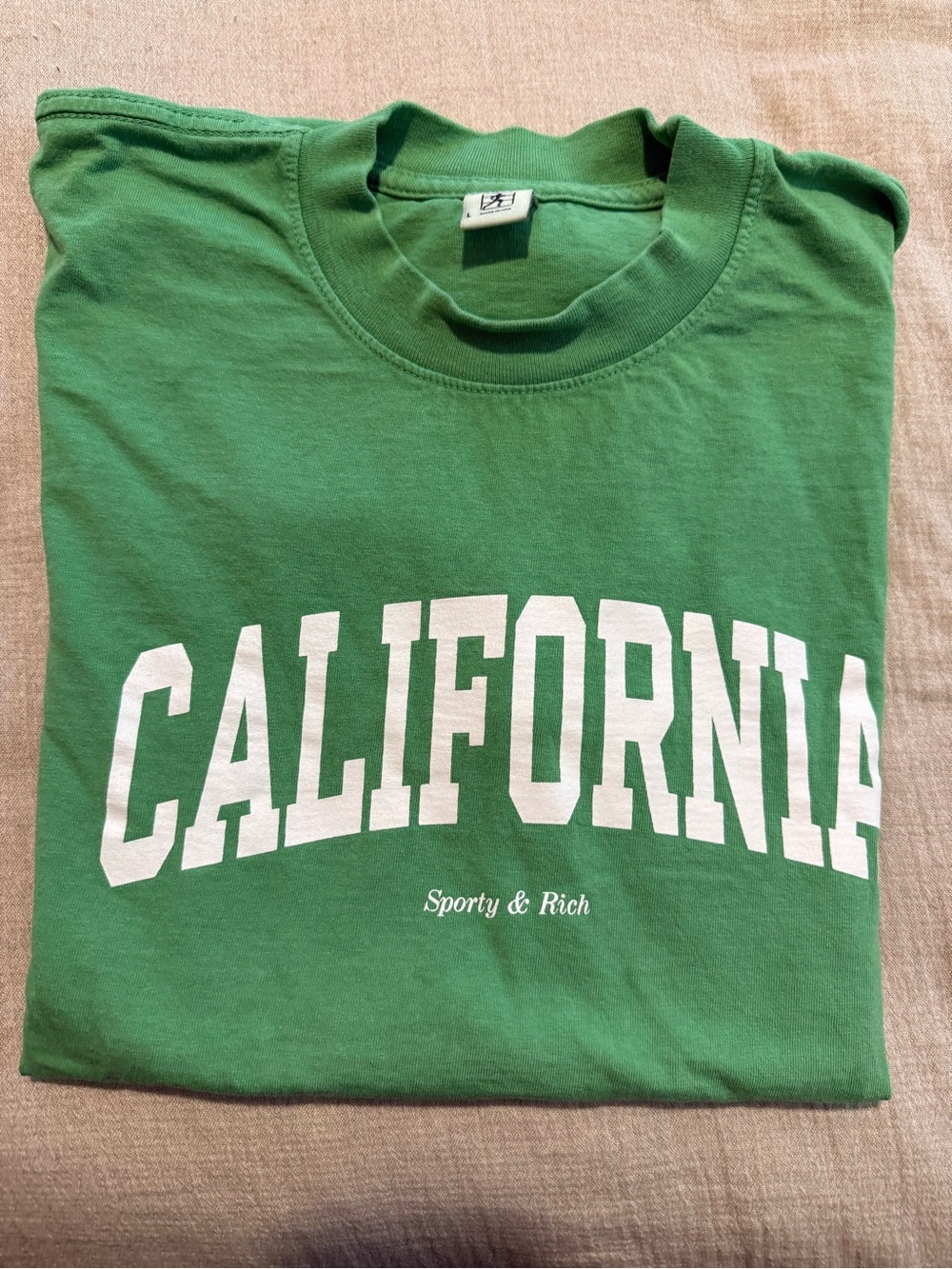 Sporty & Rich Green "California" Short Sleeve Tee